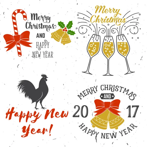 Set de Feliz Navidad y Feliz Año Nuevo 2017 diseño tipográfico — Vector de stock