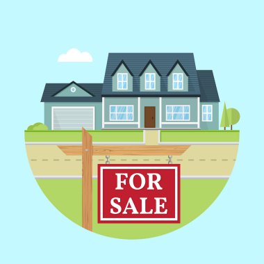 Vektör düz simgesi banliyö Amerikan evi.