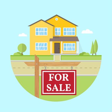 Vektör düz simgesi banliyö Amerikan evi.