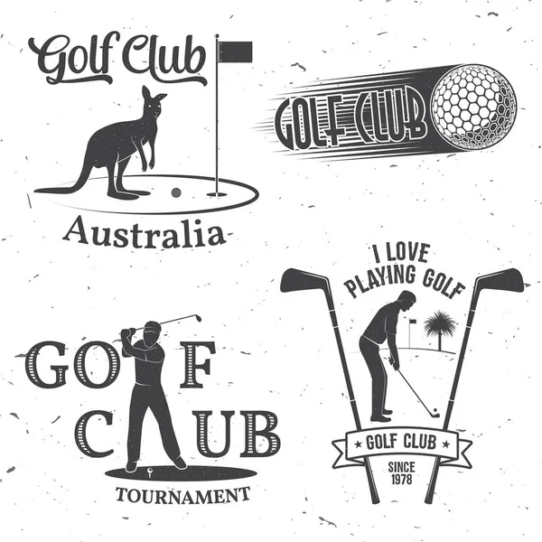 Set van Golfclub concept met golfer silhouet. — Stockvector