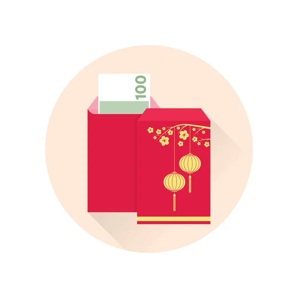 Китайський Новий рік, червоний плоский значок конверта. — стоковий вектор