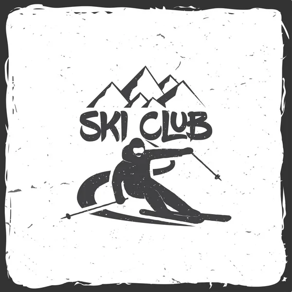 Skiclubkonzept mit Skifahrer. — Stockvektor