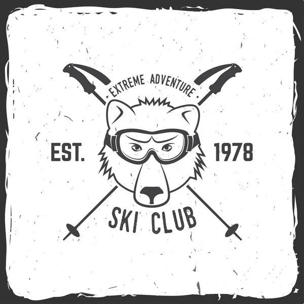 Retro-Abzeichen des Skiclubs. — Stockvektor