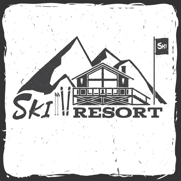 Ski resort koncepcja z domku. — Wektor stockowy