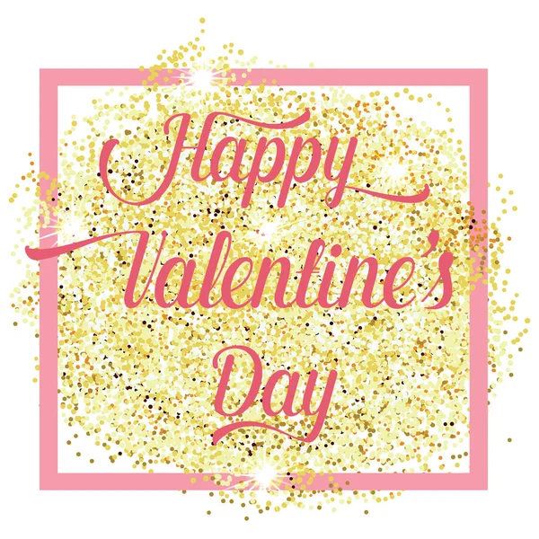 Feliz día de San Valentín texto de letras con brillo de oro  . — Vector de stock