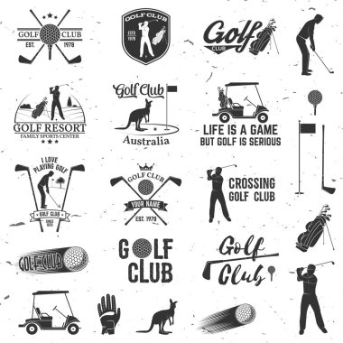 Golfçü siluet ile Golf club kavram kümesi.