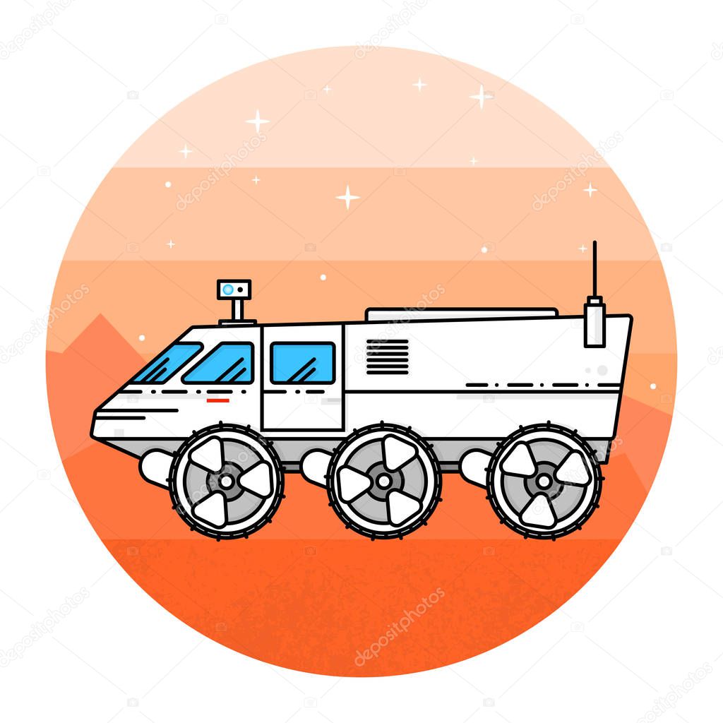 Mars rover on the white background.