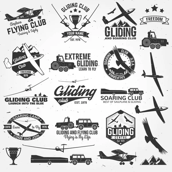 Soaring club retro badges and design elements. — Stock Vector