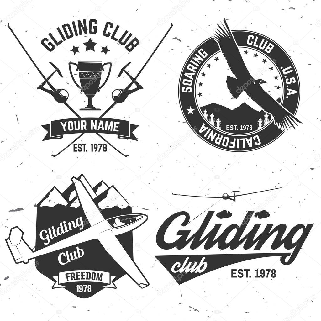 Set of Gliding club retro badge.