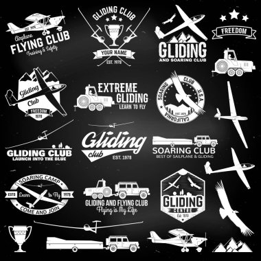 Yükselen club retro rozetleri ve tasarım öğeleri.