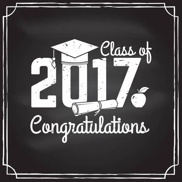 Vector Felicitaciones graduados Clase de 2017 insignia . — Vector de stock