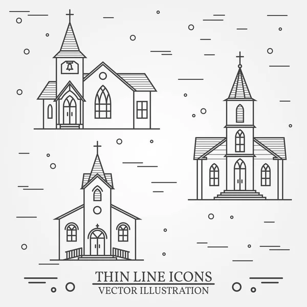 Vector thin line icon church. — Stock Vector