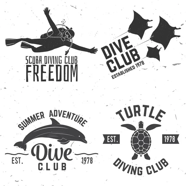 Set van Diving club badges. — Stockvector