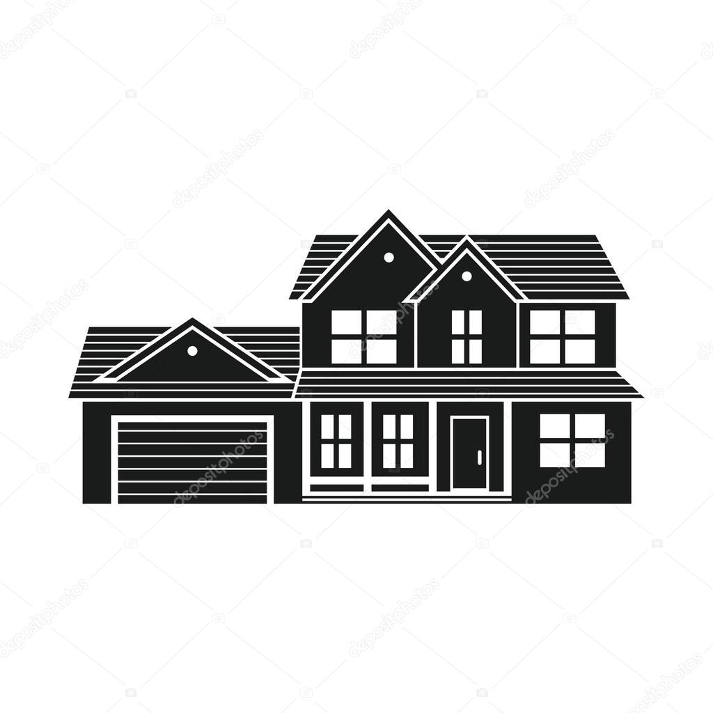 Download Vector silhouette suburban american house. — Stock Vector ...