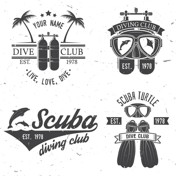 Conjunto de club de buceo y diseño de escuela de buceo . — Archivo Imágenes Vectoriales