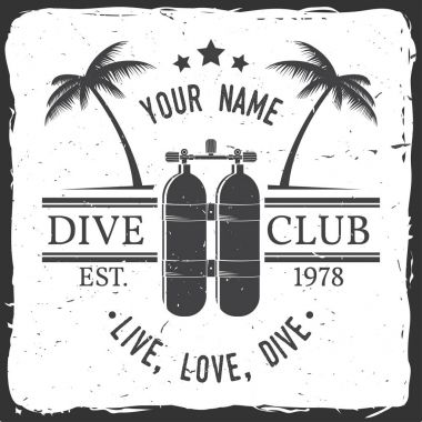 Tüplü dalış kulübü. Vektör çizim.