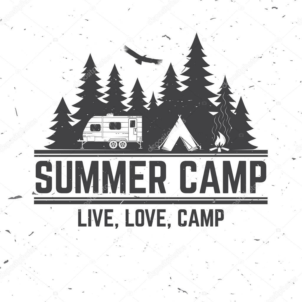 Summer camp. Vector illustration. Concept for shirt or logo, print, stamp or tee.