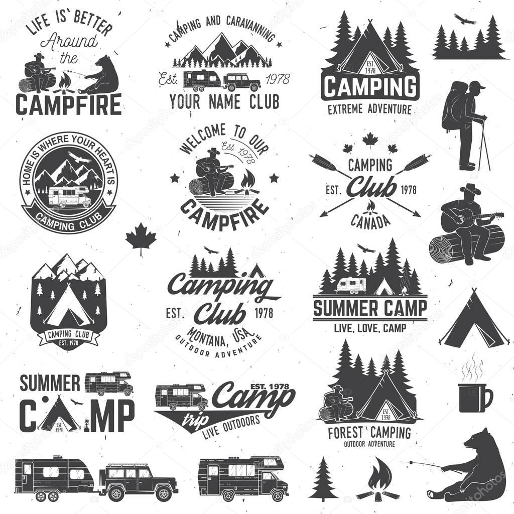 Summer camp. Vector illustration. Concept for shirt or logo, print, stamp or tee.