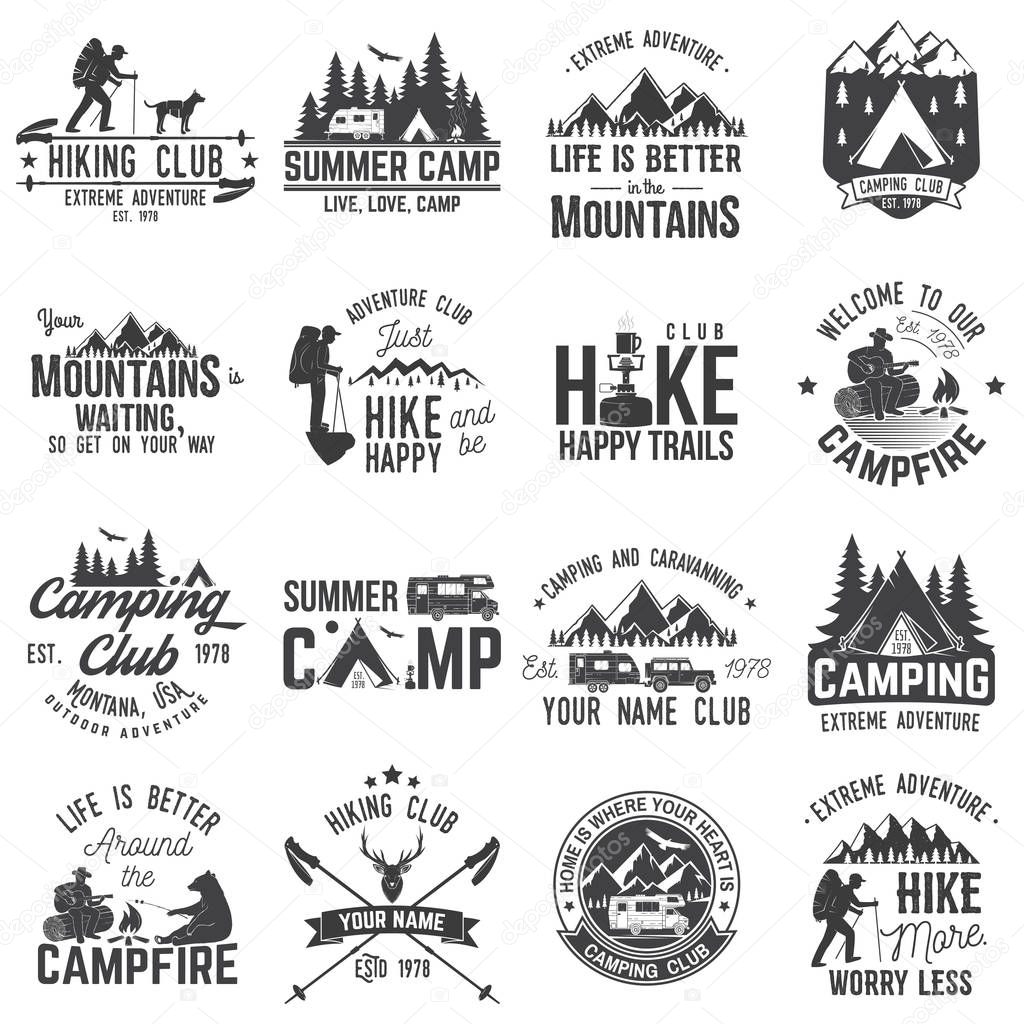 Set of extreme adventure badges. Concept for shirt or logo, print, stamp or tee.