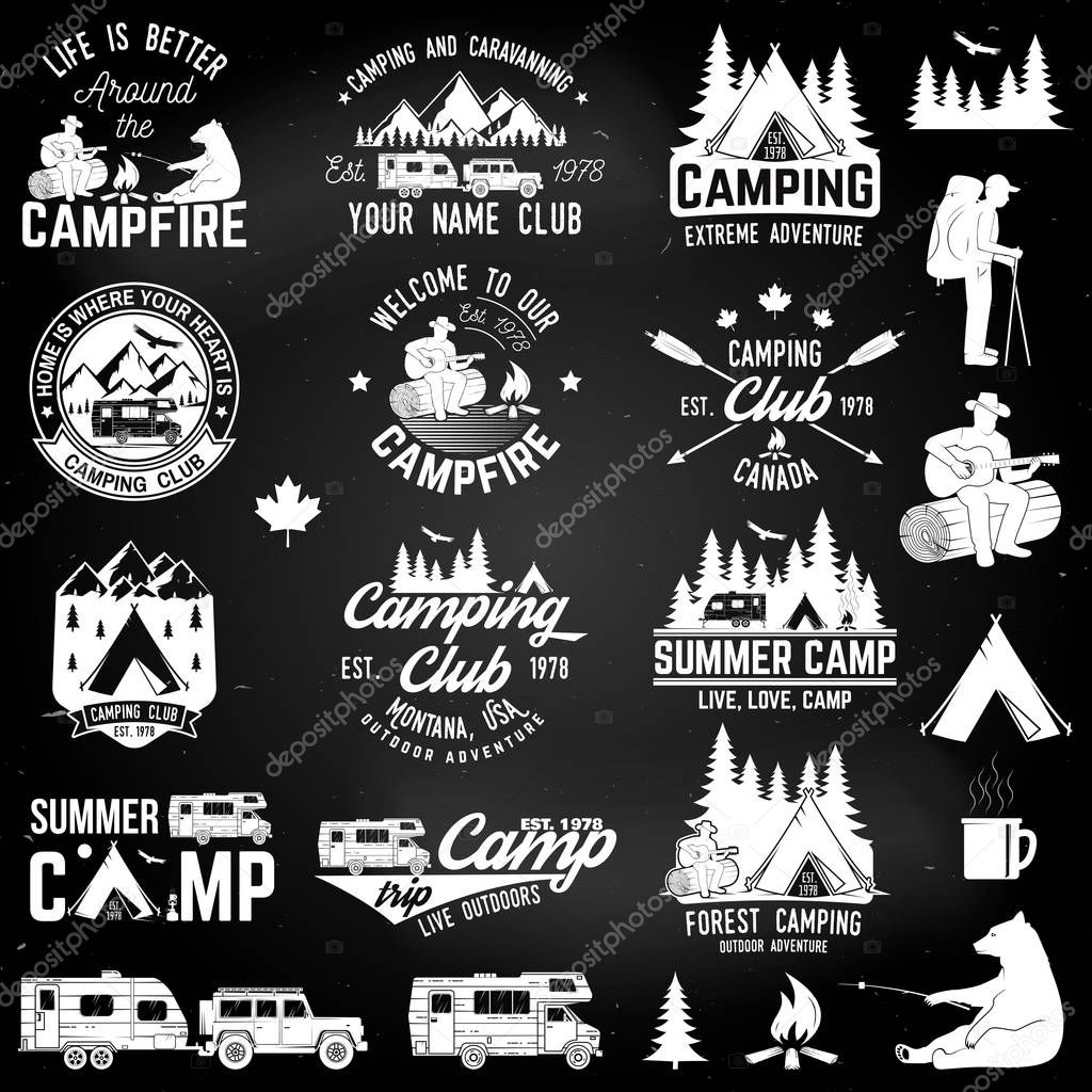 Summer camp. Vector illustration. Concept for shirt or logo, print, stamp or tee.