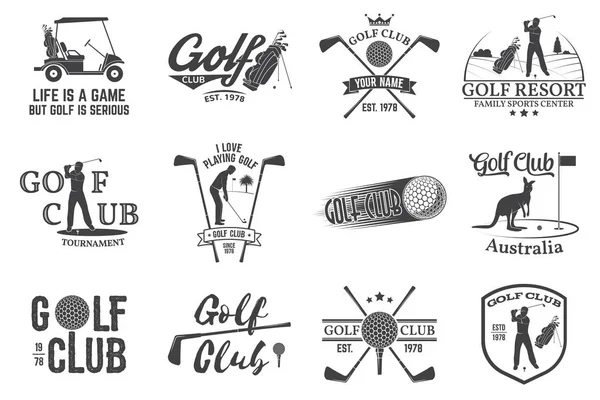 Set van Golfclub concept met golfer silhouet. — Stockvector