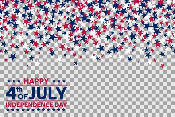 Seamless pattern with stars for 4th of July celebration on transparent background. — Stock Vector