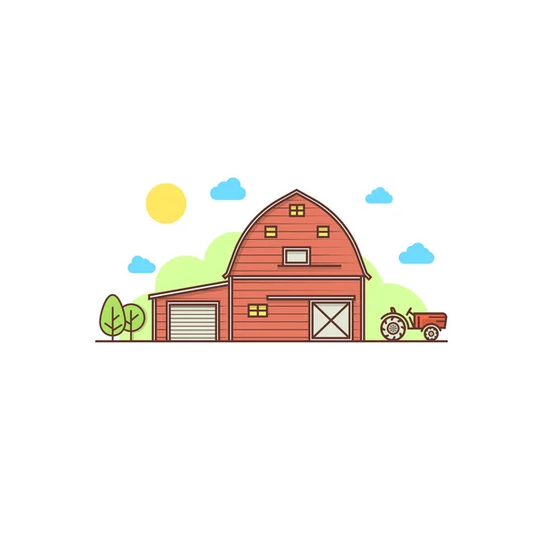 Ligne mince icône de ferme américaine . — Image vectorielle