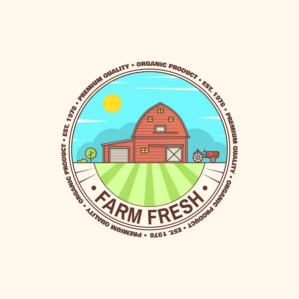 Fresh farm badge, label or sign in vintage style. — Stock Vector