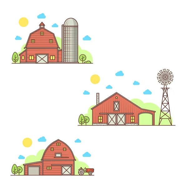 Set amerikanischer Bauernhof-Ikone. — Stockvektor