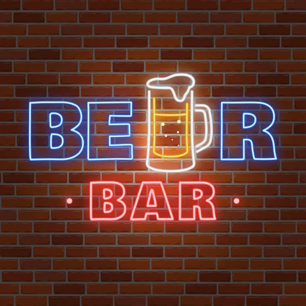 Neon design för bar, pub och restaurang. — Stock vektor