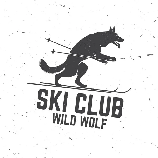Концепция горнолыжного клуба с волком . — стоковый вектор