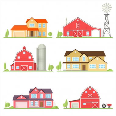 Vektör düz simgesi banliyö Amerikan evi.