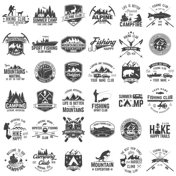 Aşırı macera rozetleri kümesi. Gömlek ya da logo, yazdırma, damga veya tee için kavram.