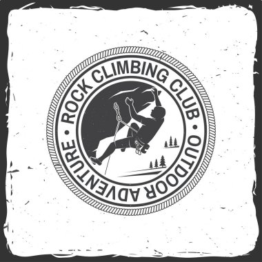 Vintage tipografi tasarımı ile dağlarda dağcı.