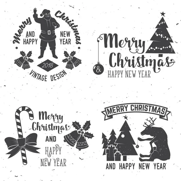 Merry Christmas and Happy New Year 2018 retro template with Santa Claus — Stock Vector