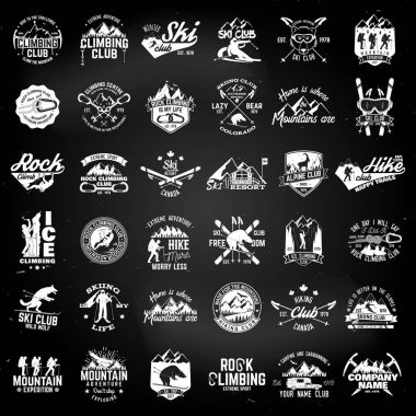 Aşırı macera rozetleri kümesi. Gömlek ya da logo, yazdırma, damga veya tee için kavram.