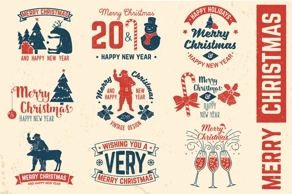 Joyeux Noël et bonne année 2018 modèle rétro avec le Père Noël — Image vectorielle