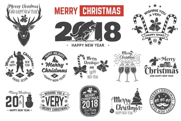 Joyeux Noël et bonne année 2018 modèle rétro avec le Père Noël — Image vectorielle