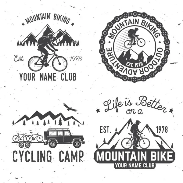 Conjunto de clubes de ciclismo de montaña. Ilustración vectorial . — Archivo Imágenes Vectoriales