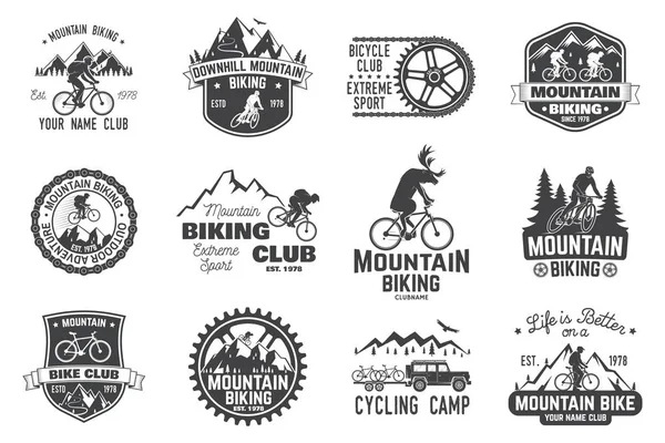 Colección ciclismo de montaña. Ilustración vectorial . — Vector de stock