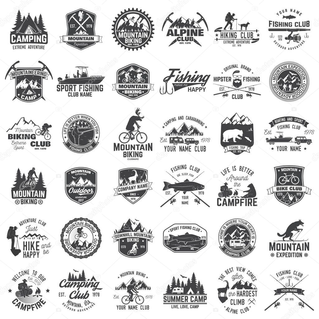 Set of extreme adventure badges. Concept for shirt or logo, print, stamp or tee.