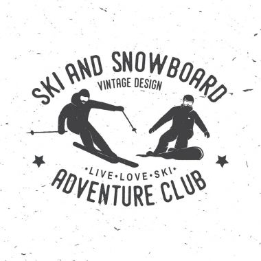 Kayak ve Snowboard Club. Vektör çizim.