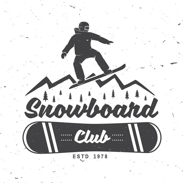 Snowboard Club. Vektorillustration. Koncept för skjorta eller logotyp, print, stämpel eller tee. — Stock vektor