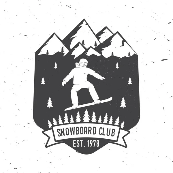 Snowboard Club. Vektorillustration. Koncept för skjorta eller logotyp, print, stämpel eller tee. — Stock vektor