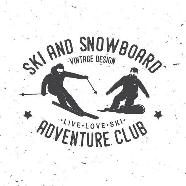 Club de esquí y snowboard. Ilustración vectorial . — Vector de stock