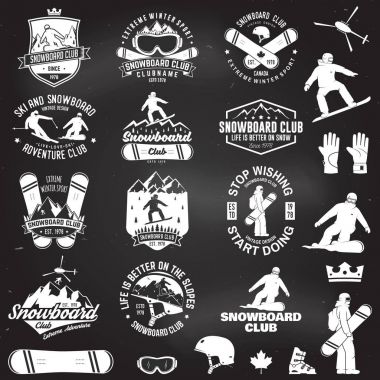 Snowboard Club rozetleri kümesi