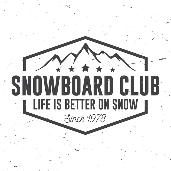 Snowboard Club. Vectorillustratie. Concept voor shirt, print, stempel of tee. — Stockvector