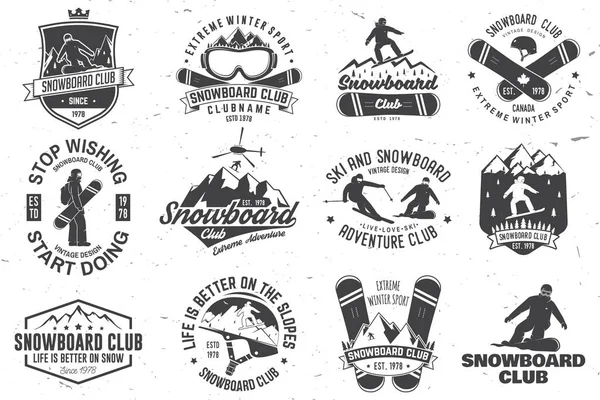 Aantal Snowboard Club badges — Stockvector