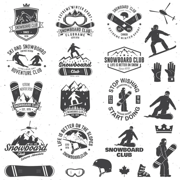 Aantal Snowboard Club badges — Stockvector