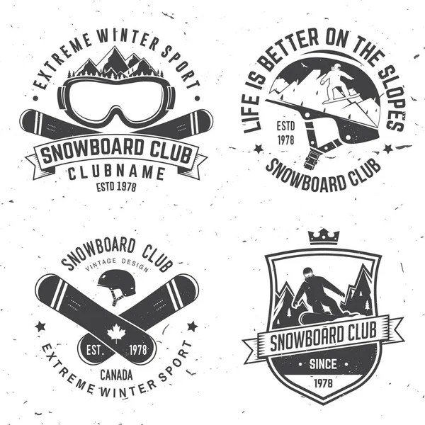 Sada Snowboard Club insignie. — Stockový vektor